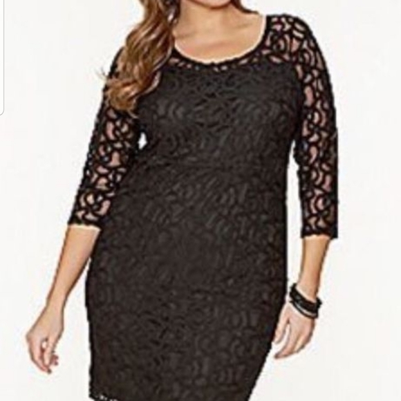 black lace illusion dress